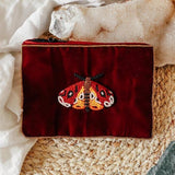 Small Beaded Velvet Pouch - Moth