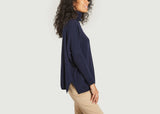 Wide fit polo neck cashmere jumper  - Navy