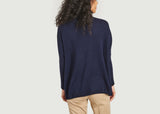 Wide fit polo neck cashmere jumper  - Navy