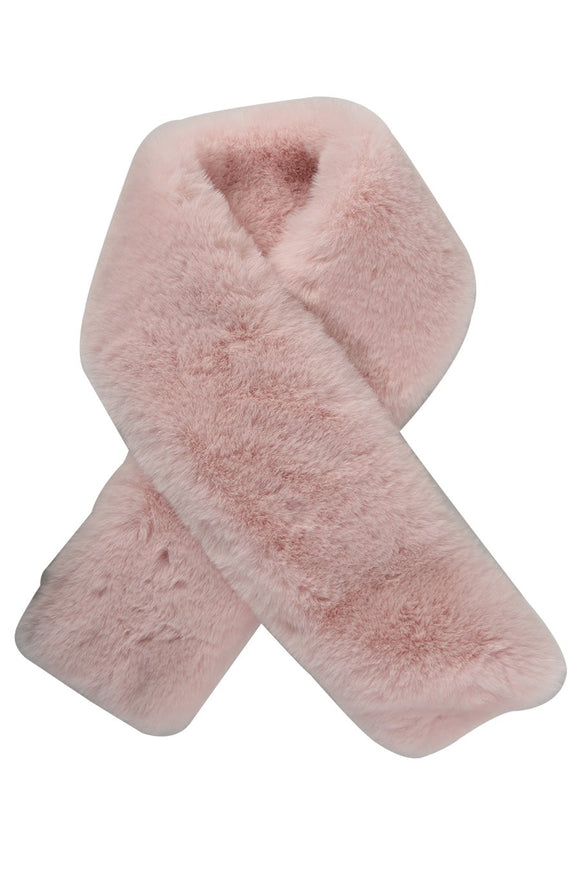 Short faux fur scarf - Dusty Pink