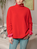 Red and Pink Frill Sleeve Jumper