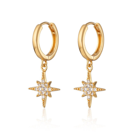 Gold starburst Hoop earrings
