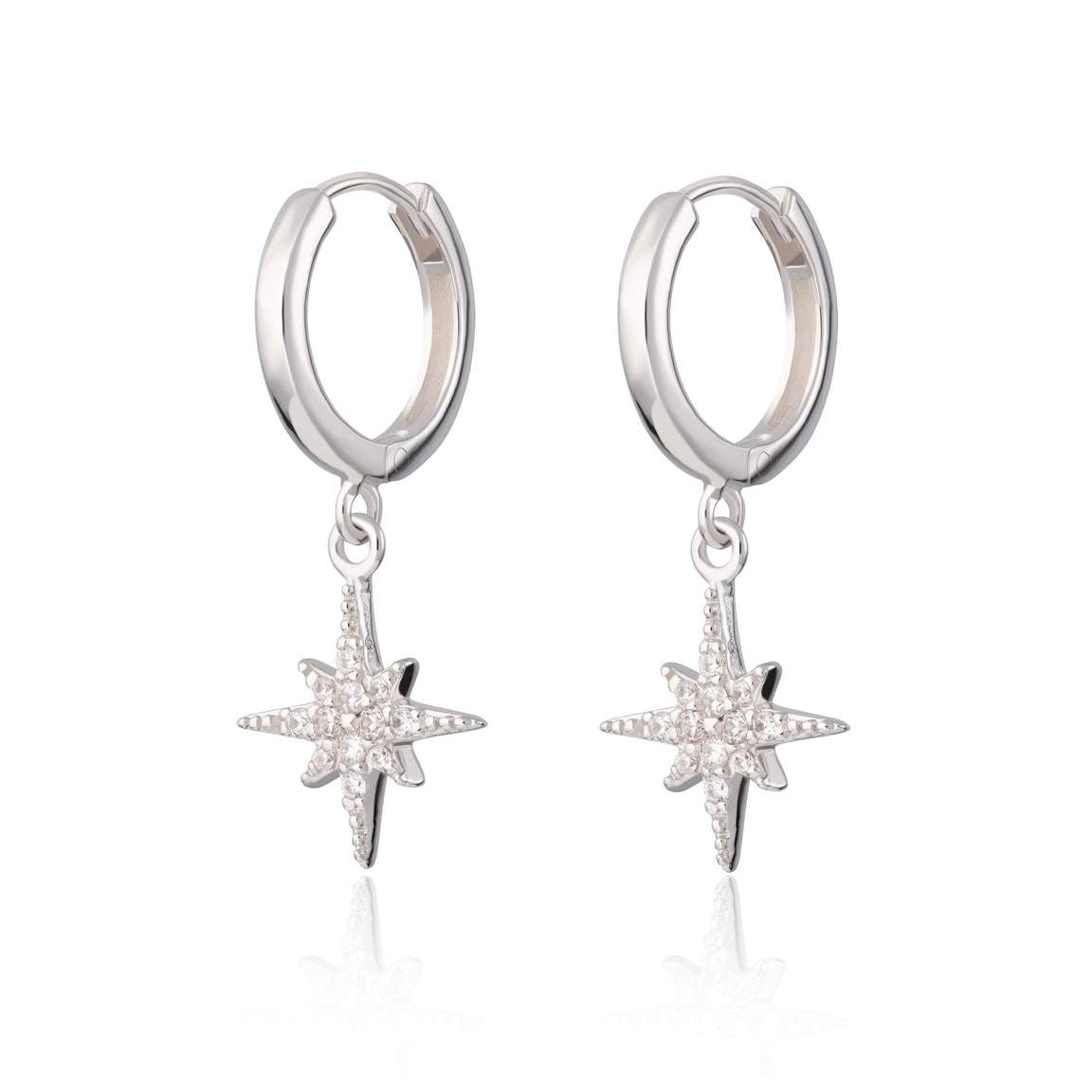 Silver starburst Hoop earrings