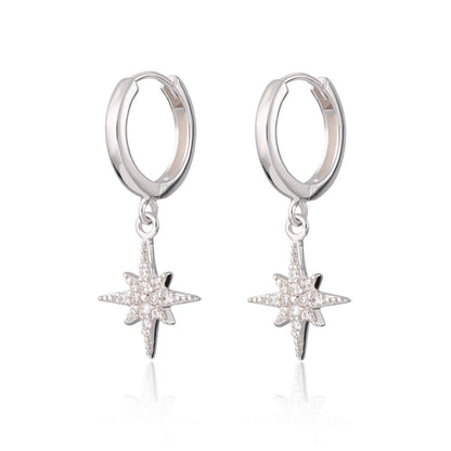 Silver starburst Hoop earrings