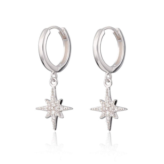 Silver starburst Hoop earrings