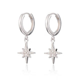 Silver starburst Hoop earrings