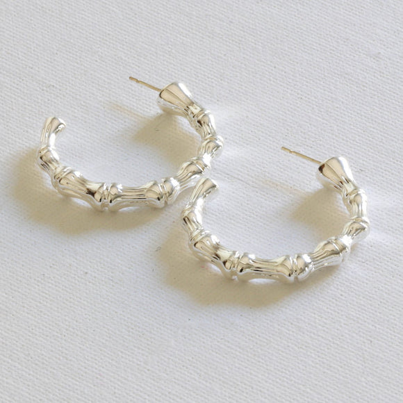 Bamboo Hoops - Silver