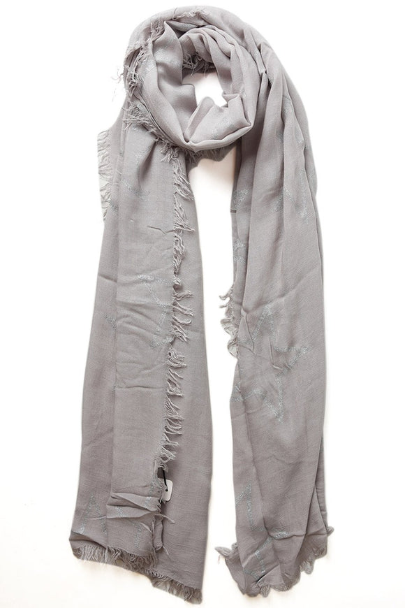 Pale Grey Scarf with silver glitter star outlines