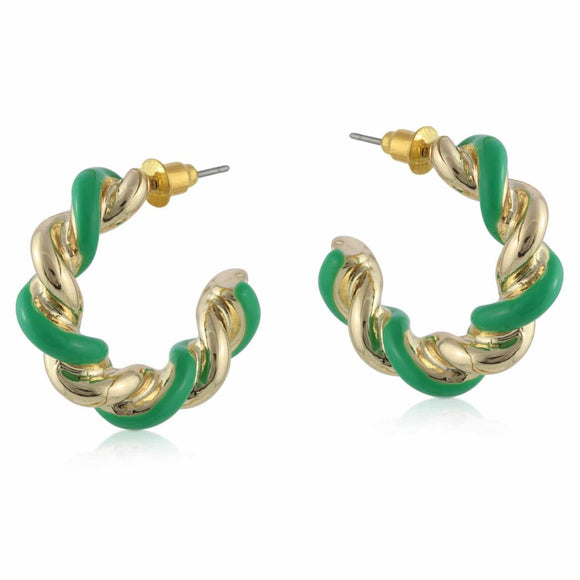 Green twist earrings