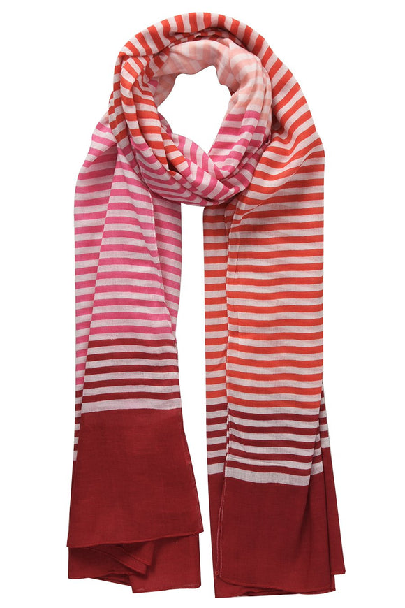 Red and pinks striped scarf