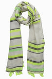 Neon yellow and grey and green stripe scarf/sarong