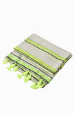 Neon yellow and grey and green stripe scarf/sarong