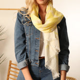 White and Yellow wide stripe scarf/sarong