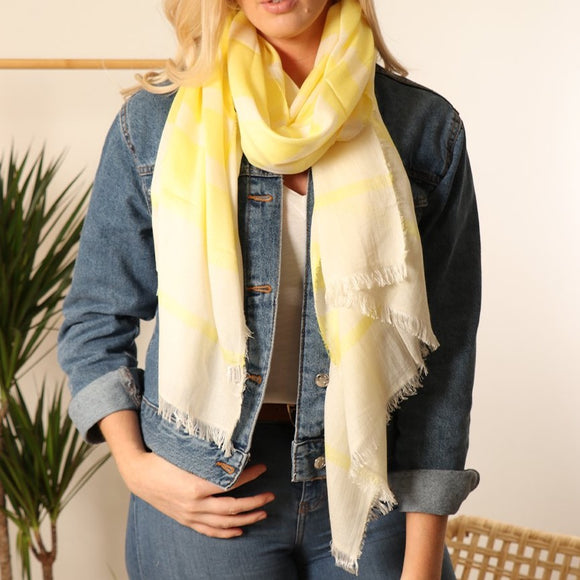 White and Yellow wide stripe scarf/sarong