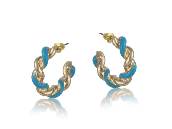 Boucles d'oreilles torsadées bleues