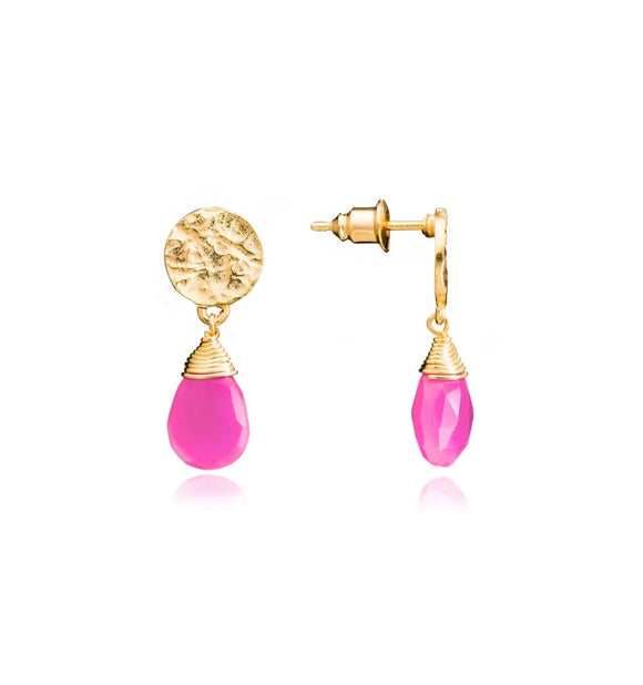 Boucles d'oreilles pendantes fuchia 