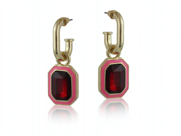 Red and Pink Jewelled Enamel Earrings