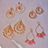 Pink Beaded TearDrop Earrings