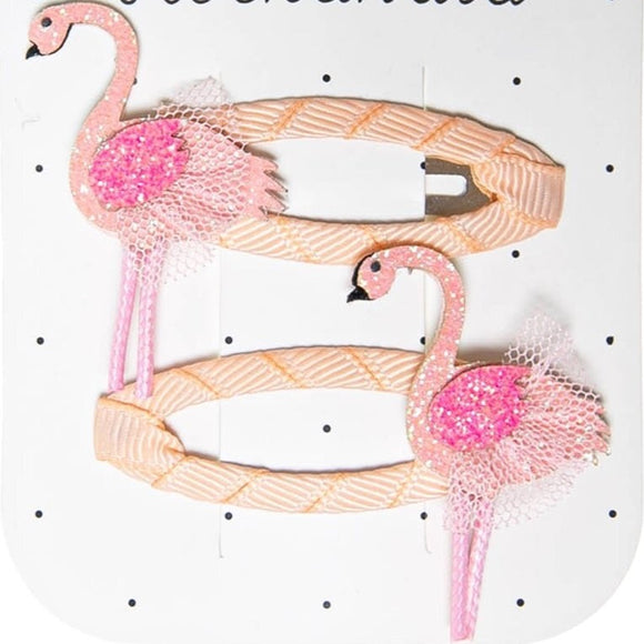 Kids Hair clips - TuTu Flamingo