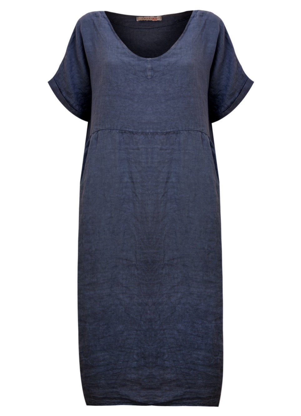 Vestido de lino midi - Azul marino