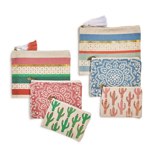 3 Printed Cotton Pouches