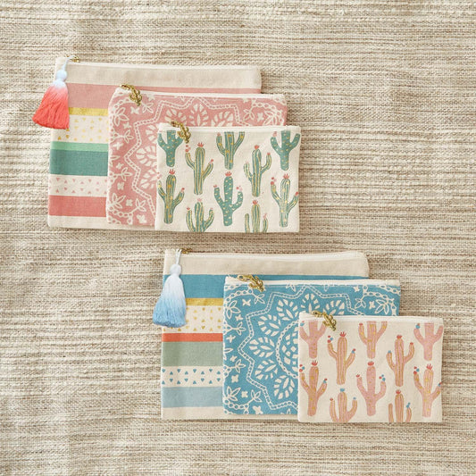 3 Printed Cotton Pouches