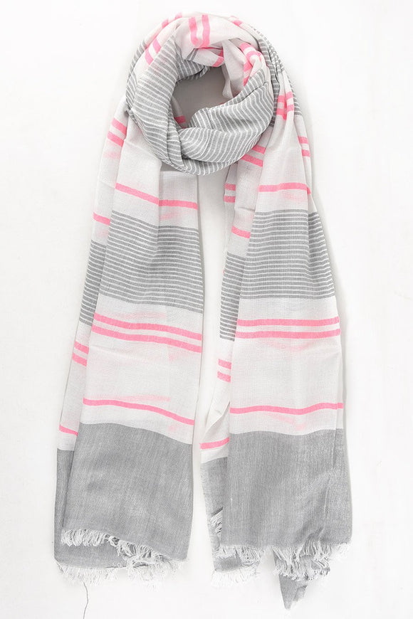 Grey & Neon Pink stripe scarf/sarong