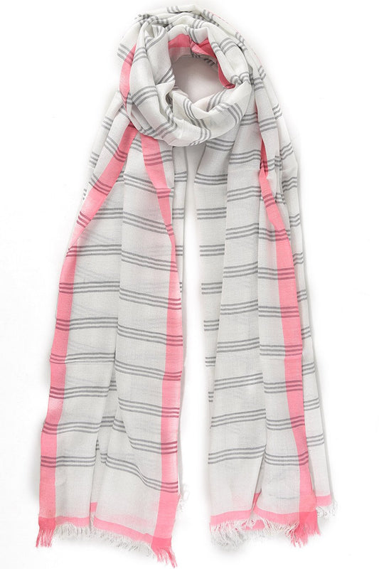 Pink and Grey triple stripe scarf/sarong