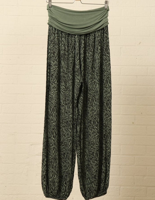 Khaki Printed Hareem trousers