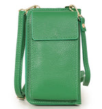 Italian Leather Mobile Phone Wallet Combo Bag - Green