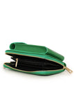 Italian Leather Mobile Phone Wallet Combo Bag - Green