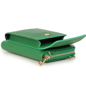 Cartera para teléfono móvil de piel italiana, color verde 