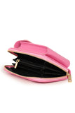 Italian Leather Mobile Phone Wallet Combo Bag - Pink