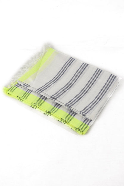 Neon yellow and Blue stripe scarf/sarong