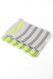 Neon yellow and Blue stripe scarf/sarong