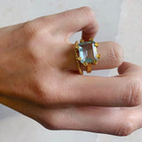 Claw Ring - Rectangle Light Blue