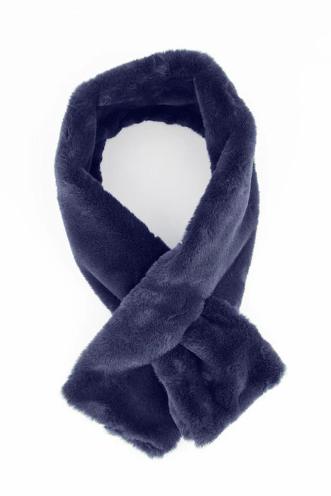 Short faux fur scarf - Denim Blue