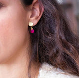 Pendientes colgantes fucsia 