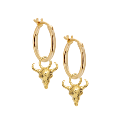 Small gold hoops - with Navajo charms