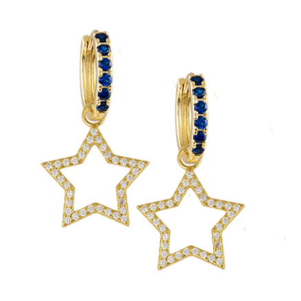 Sapphire Huggies with Large Star Charms
