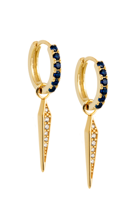 Sapphire zircon hoops with Spike charms