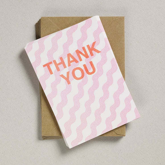 Thank you cards - Pink Wiggle x 12