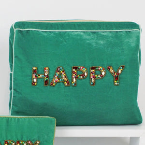 Beaded Velvet Bag - HAPPY