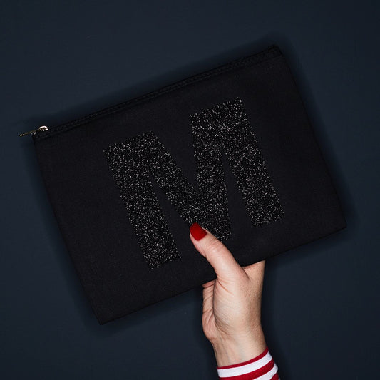 Alphabet Purse - Black with Black Glitter