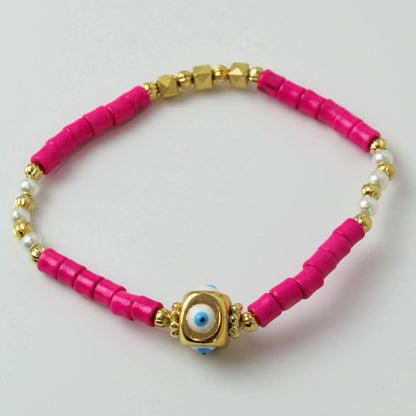 Bracelet œil rose vif