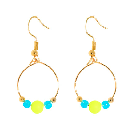 BOUCLES D'OREILLES BOPPER - JAUNE/TURQUOISE