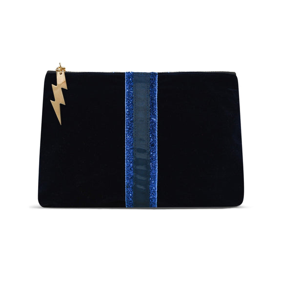 NAVY VELVET CLUTCH BAG