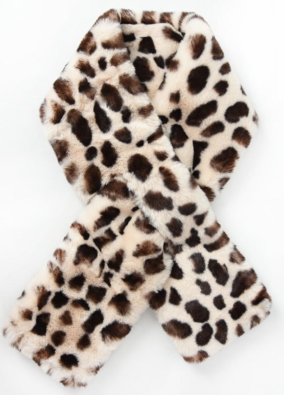 Short faux fur scarf - Leopard