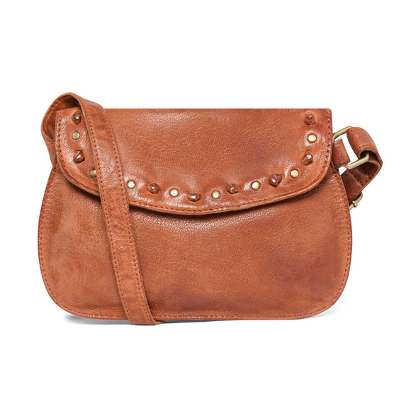 Simple Brown studded leather shoulder Bag
