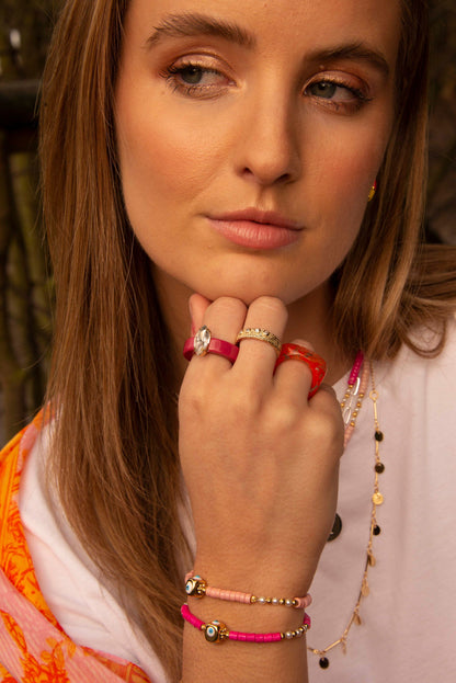 Bracelet œil rose vif